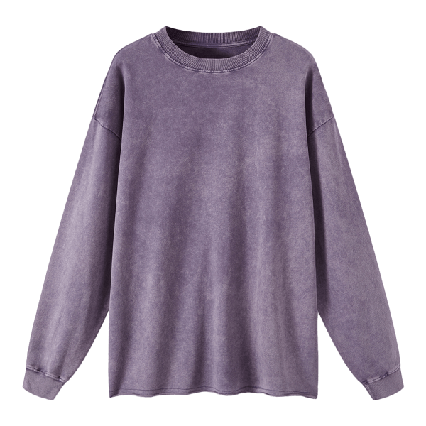 260GSM Unisex Raw Hem Faded Long Sleeve T-shirt